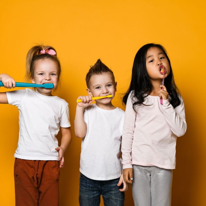 Children practicing their oral health in San Francisco, California